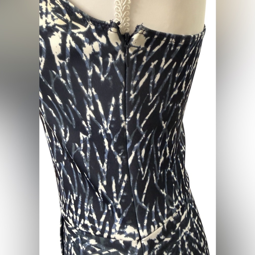Y2K ABERCROMBIE & FITCH BLUE WHITE ABSTRACT BODYCON MINI DRESS SIZE S STRETCH - Picture 5 of 8